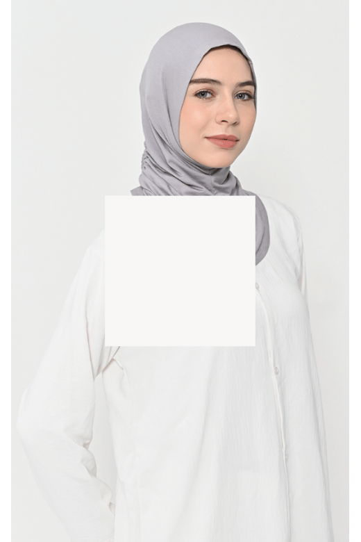 Asnia Hijab Instan Serut Grey-  Hijab Tencel Micro Modal
